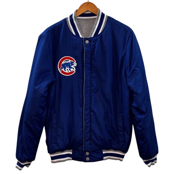 Chicago Cubs JH Design Embroidered Reversible Full Snap Fleece Jacket Medium - Picture 1 of 7
